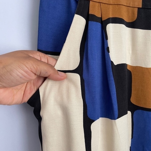 DIANE von Furstenberg Beige Blue Color Block Taran Silk Mini Dress US 6 - Picture 6 of 7